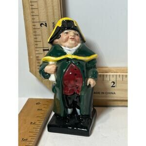 Vintage Ceramic Figurine 5 Inch Green Red Hand Painted Home Decor Collectible